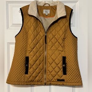 Women’s G.H Bass & Co. Tan Quilted Sleeveless Puffer Zip Up Vest Petite Large